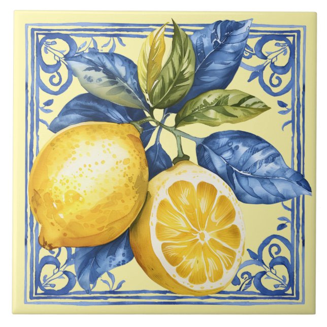 Carreau Citrons portugais et bleu (Devant)