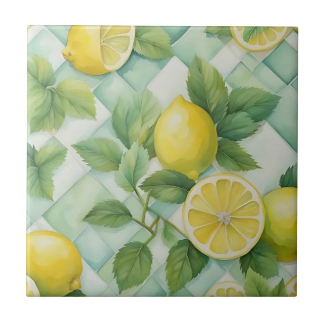 Carreau Citrons sur menthe (Devant)
