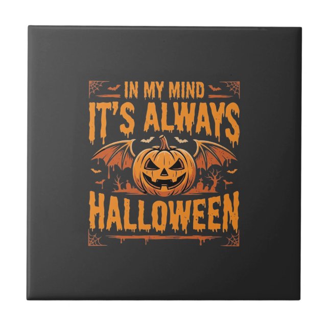 Carreau Citrouille Chauve-Souris Vector Design Halloween T (Devant)