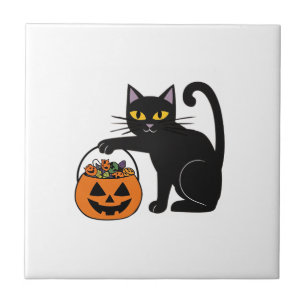 Carreau Citrouille de citrouille chat noir Halloween Sucré
