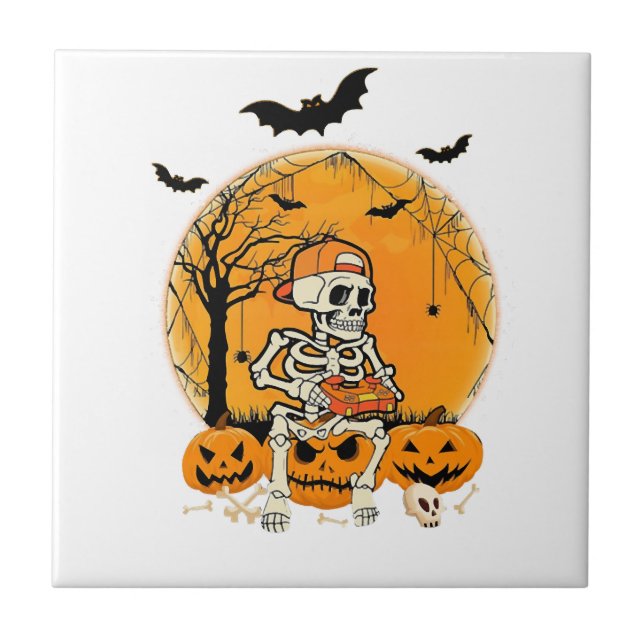 Carreau Citrouille d'Halloween BonePumpkin (Devant)