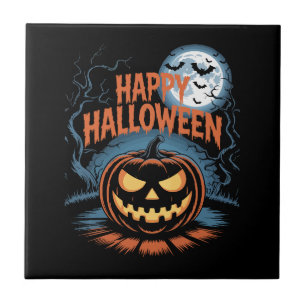 Carreau Citrouille d'Halloween effrayante