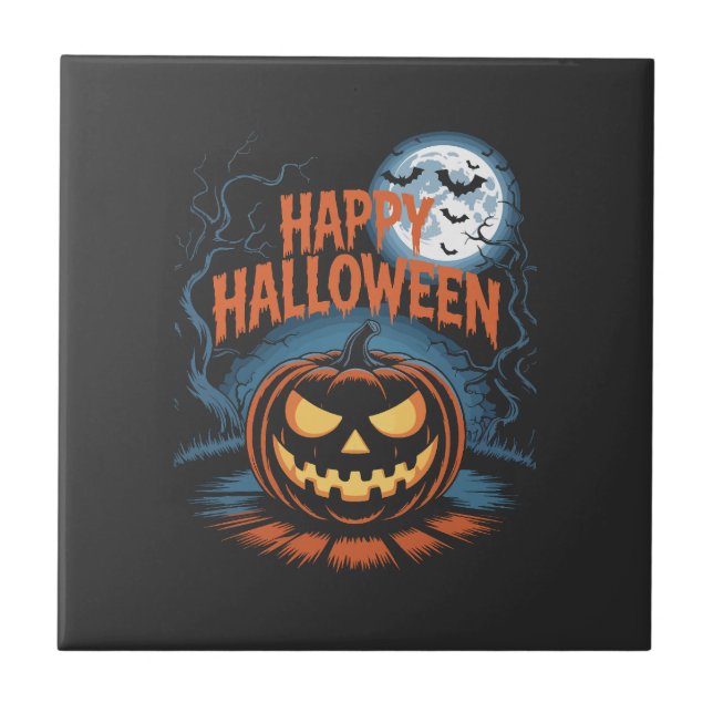 Carreau Citrouille d'Halloween effrayante Jack O (Devant)