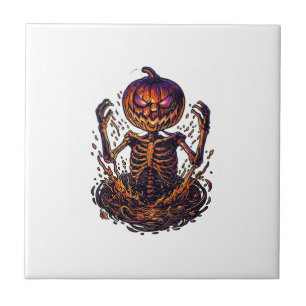 Carreau Citrouille d'Halloween Portail Magique de Flammes