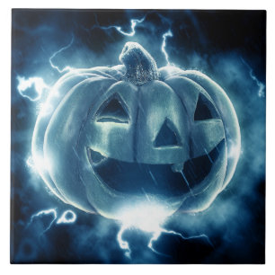Carreau citrouille d'Halloween sous la pluie
