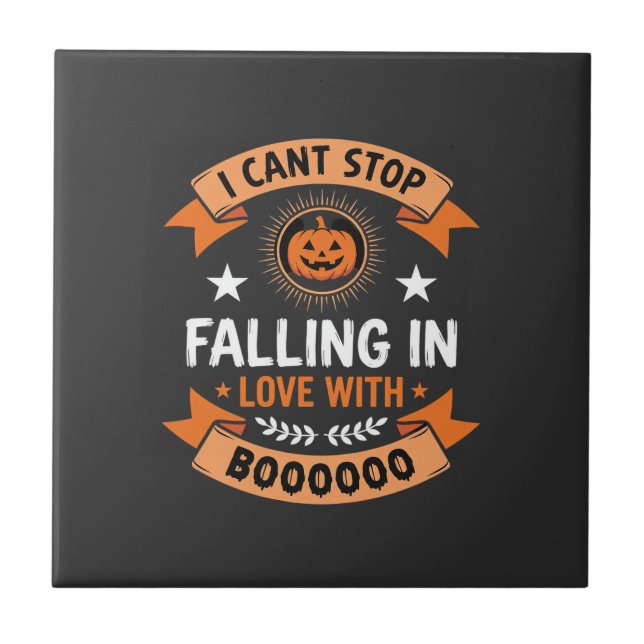 Carreau Citrouille d'Halloween tombant amoureuse (Devant)