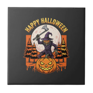 Carreau Citrouille effrayante de la fête d'Halloween Vecto