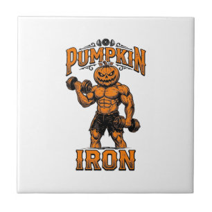 Carreau Citrouille Fer Vintage Bodybuilder Halloween Desig