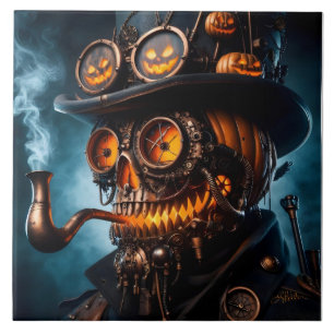 Carreau Citrouille Jack-O-Lantern Steampunk Gothique Hallo