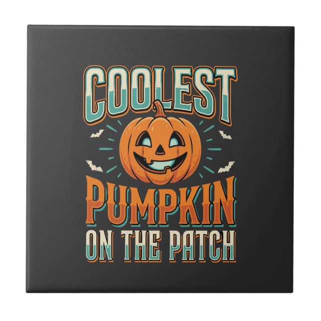 Carreau Citrouille la plus cool sur le patch Design Hallow (Devant)