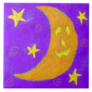Carreau Citrouille Moon Art d'Halloween Abstrait