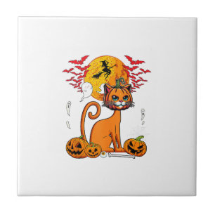 Carreau Citrouille Sculptee Tete Horreur Chat Halloween Pr