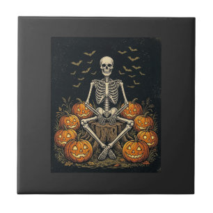 Carreau Citrouille squelette Halloween Design Rétro Vintag
