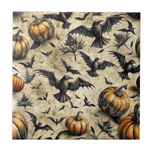 Carreau Citrouilles Chauves-souris Corbeaux Halloween Auto