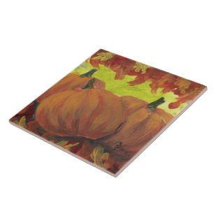 Carreau Citrouilles de Thanksgiving #1 Automne Feuilles d'