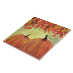 Carreau Citrouilles de Thanksgiving #3 Feuilles d'automne