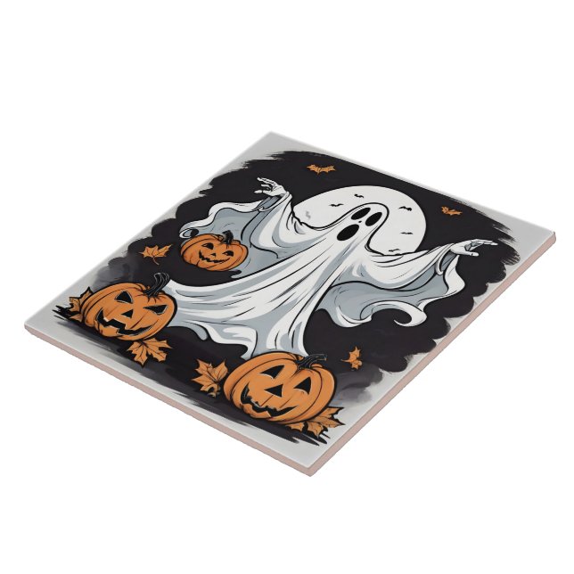 Carreau Citrouilles fantômes hantés à Halloween (Côté)