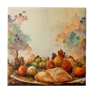 Carreau Citrouilles orange rustiques à l'aquarelle vintage