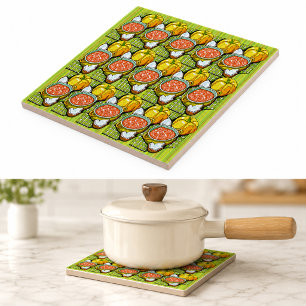 Carreau Citrouilles, Soupe et Fond Rayé