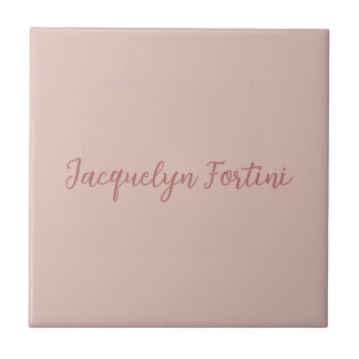 Carreau Clair Elegant Rose Gold Calligraphie Nom du script