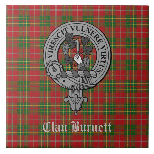Carreau Clan Burnett Crest Badge & Tartan (Devant)