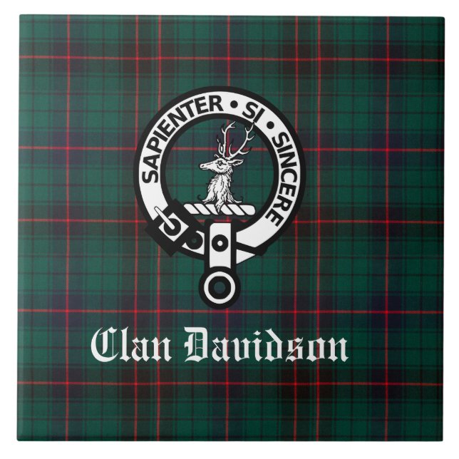 Carreau Clan Davidson Crest Badge et Tartan (Devant)