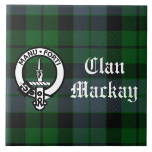 Carreau Clan Mackay Crest Badge & Tartan personnalisable