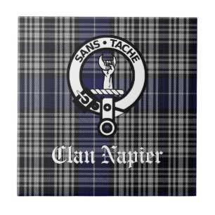 Carreau Clan Napier Crest Badge et Tartan