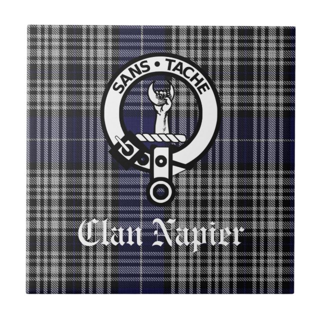 Carreau Clan Napier Crest Badge et Tartan (Devant)