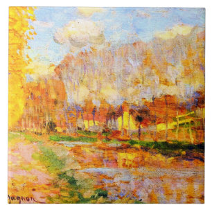 Carreau Clarence Gagnon art, Canal du Loing, Moret