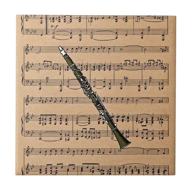 Carreau Clarinet Avec Arrière - plan Partition (Devant)