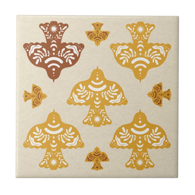 Carreau Classic beautiful birds Italian folk art kraft (Devant)