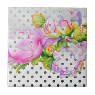 Carreau Classic élégant rose poony à petits pois floral