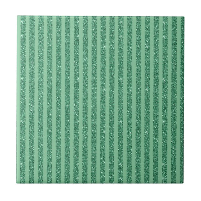 Carreau Classic Jade Green Glitter Style Vertical Stripes (Devant)