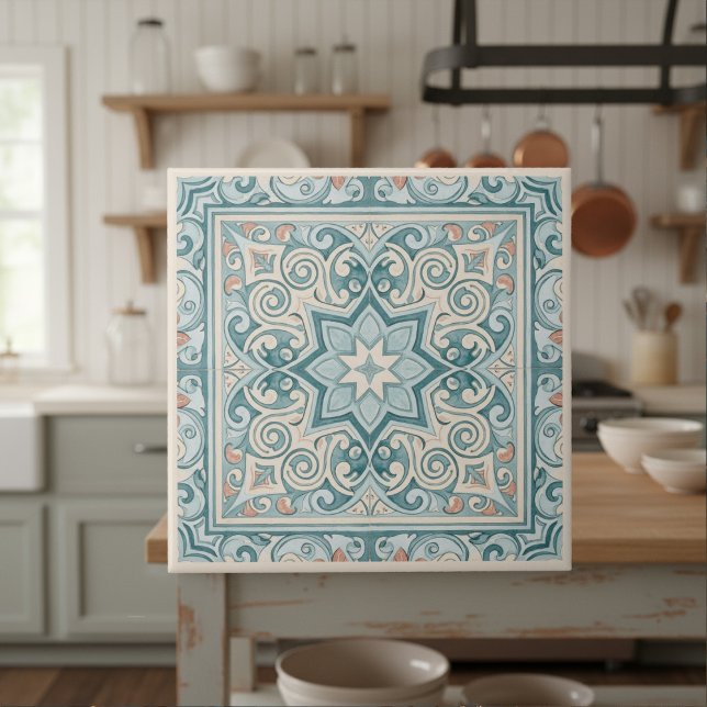 Carreau Classic Mediterranean Pattern Pat#29 Teal ID1195 (Créateur téléchargé)