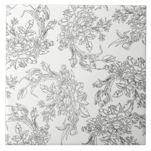 Carreau Classic White and Black Floral Toile