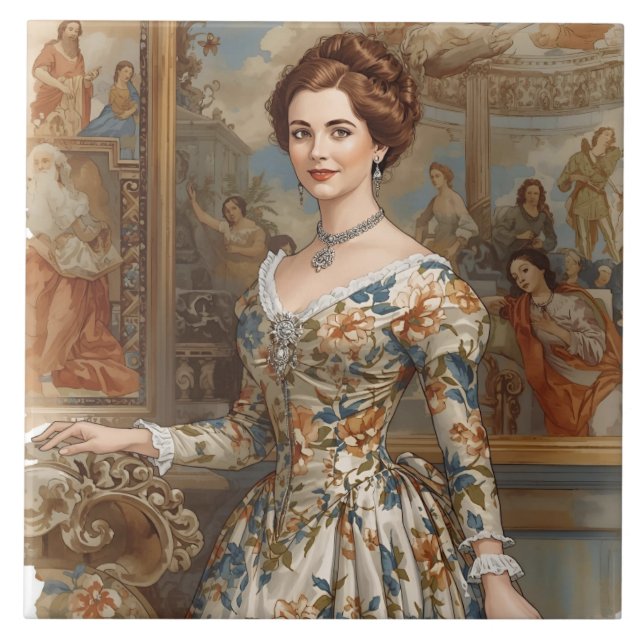 Carreau Classique, belle princesse aux accents floraux (Devant)