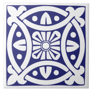 Carreau Classique d'antan : Bleu foncé et blanc traditionn
