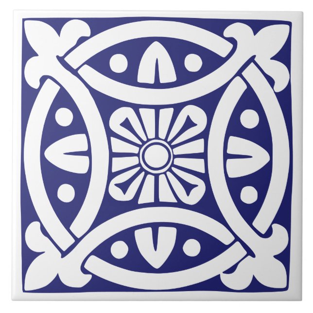 Carreau Classique d'antan : Bleu foncé et blanc traditionn (Devant)