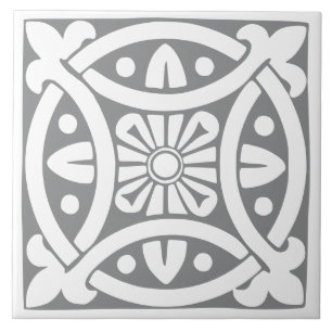 Carreau Classique d'antan : Traditionnel gris et blanc