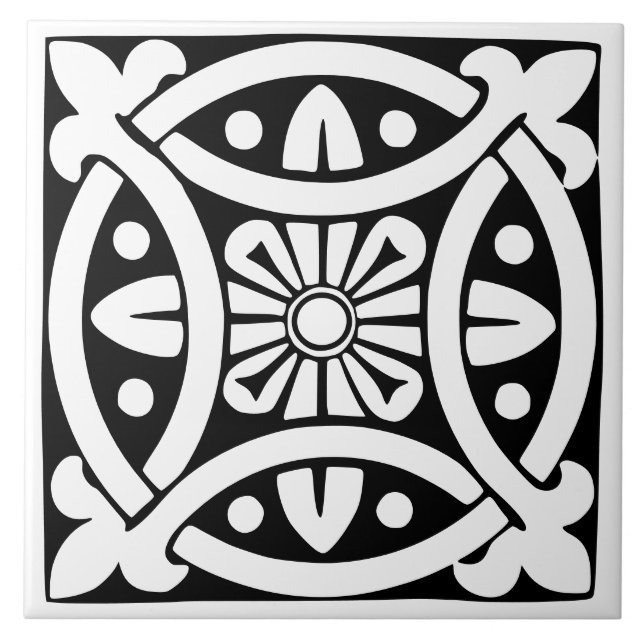 Carreau Classique d'antan : Traditionnel noir et blanc (Devant)