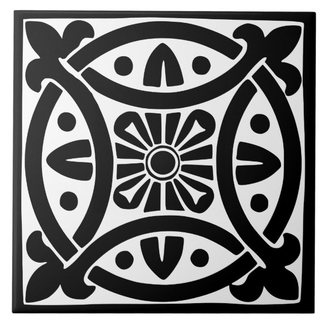 Carreau Classique d'antan : Traditionnel noir et blanc (Devant)