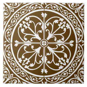 Carreau Classique Élégant Abstrait Brun Traditionnel Éléga