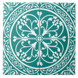 Carreau Classique Élégant Abstrait Turquoise Traditionnel