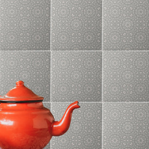 Carreau Classique Gris Et Blanc Élégant Orné Damas