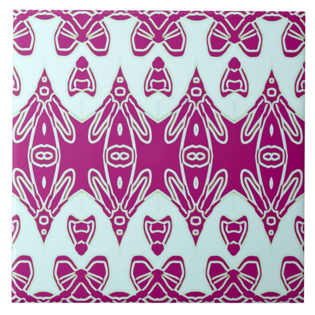 Carreau Classique indien traditionnel Turquoise & Maroon (Devant)