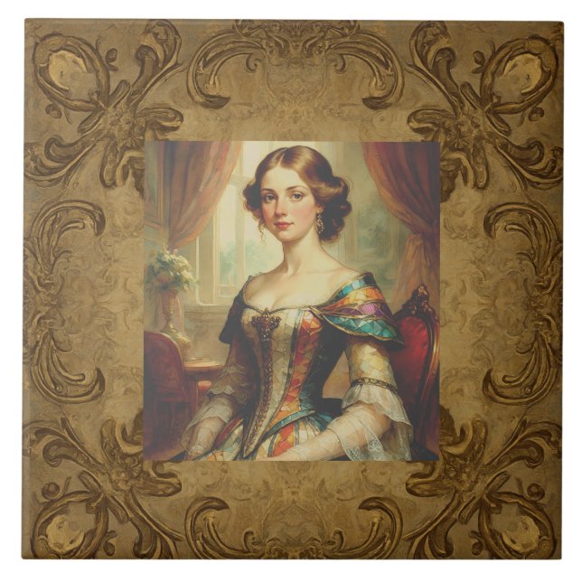 Carreau Classique, Princesse et Motif d'or, Style victorie (Devant)