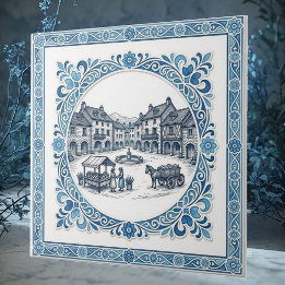 Carreau Classique Toile Botanique Bleue Cottagecore França
