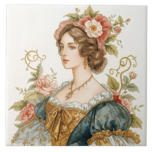 Carreau Classique, victorienne, Princesse avec de beaux Ro