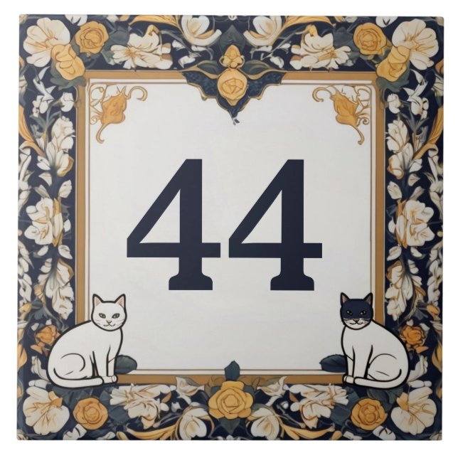 Carreau Classy Chat Custom House Numéro Plaque de signalis (Devant)